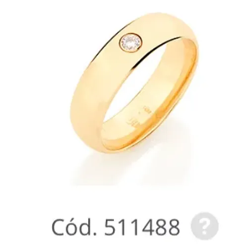 Aliança banhada a ouro 18k com pedra de zircônia ao centro- ref 511488