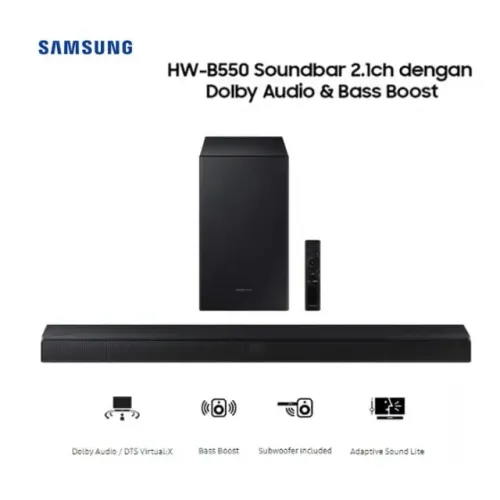 Soundbar Barra de som Samsung HW-b550 subwoofer wireless sem fio preta Bluetooth 2.1
