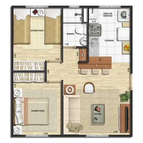 Construção de casa com 2 quartos, sala,cozinha, banheiro, de laje, 42m2, R$ 50.400+frete