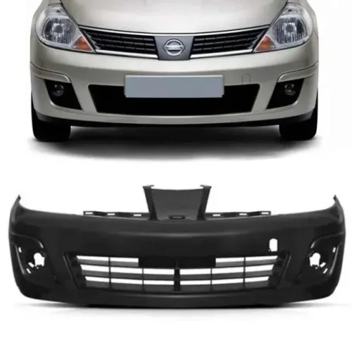 Parachoque Nissan Tiida 2008 à 2013 - Friso Integrado / Furo Farol Auxiliar - Preto - TYG
