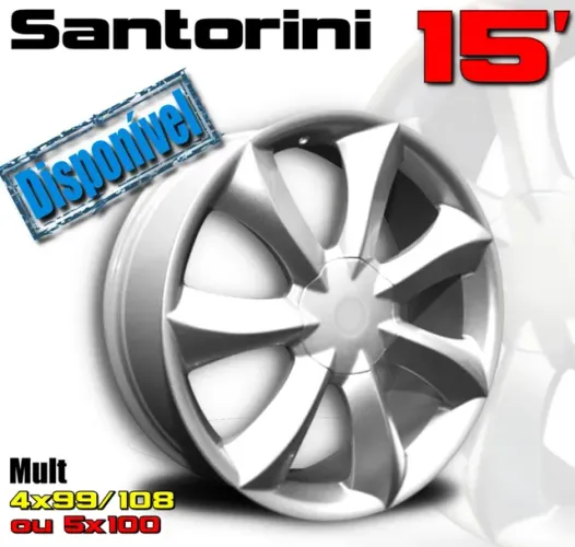 Roda aro 15 Santonini Prata multi furos 4x100 e 4x108