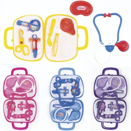 Kit Medico Infantil C/ Estetoscopio E Acessórios Doctor 9 Peças Na Maleta