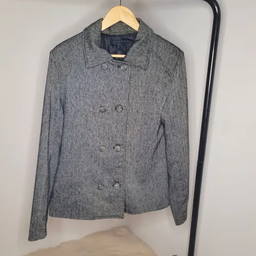 Casaco feminino cinza mescla com forro e botões - tamanho G - marca Makenji