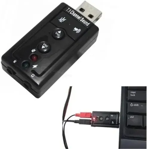 Adaptador Placa de Som USB Com Entrada Para Microfone e LED Indicador