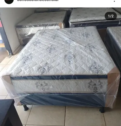 CAMA BOX CASAL ESPUMA SELADA NOVA 