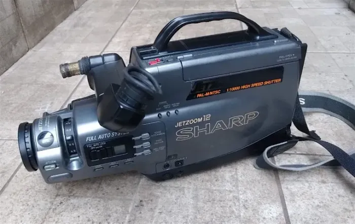 Filmadora antiga sharp vhs com case e acessorios