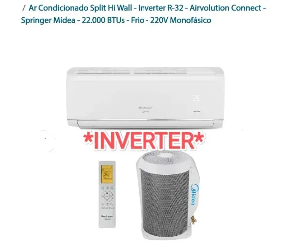 Ar Split Springer Midea INVERTER 24000 BTUs + Novo + Nota + 1 Ano Garantia+ Cartão 12x*!! 
