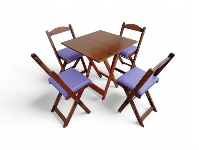 Jogo de mesa 70x70 Dobrável com estofado 