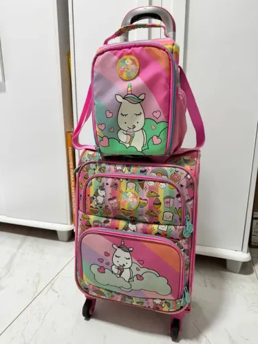 Mochila e lancheira unicórnio Samsonite Xtrem de 4 rodinhas