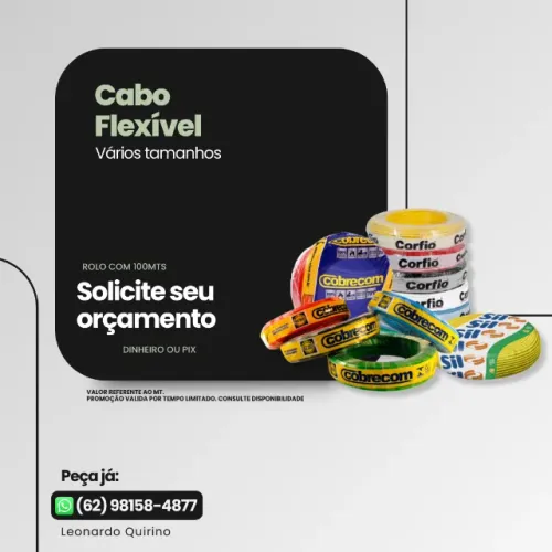 Cabo Flexível Cobrecom/Corfio/Sil - Vários tamanhos disponíveis a partir de R$