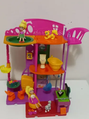 Polly Pocket Casa Cola e Descola e seus acessórios