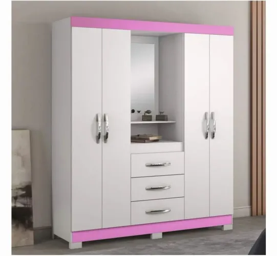 Guarda-Roupa Casal Moderno com Espelho e Design Elegante