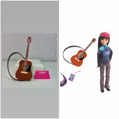  Long jump acessórios da boneca liv daniela 2009 violão bolsa original coleção