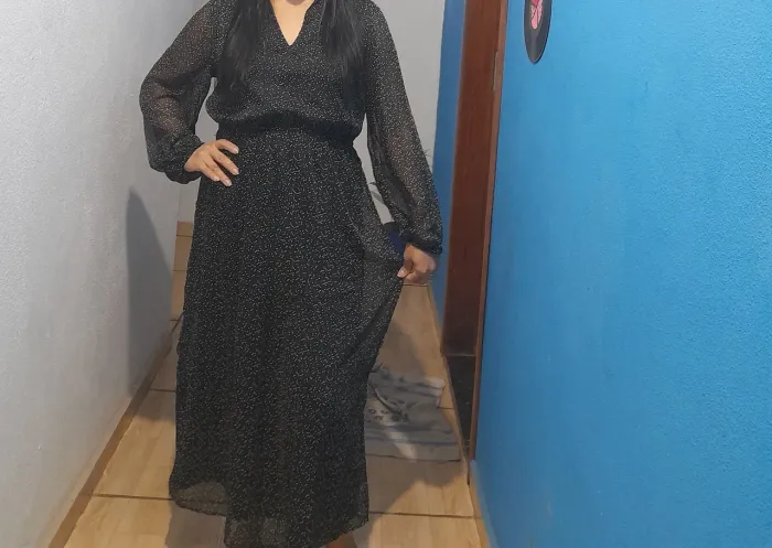 Vestido tecido fino para eventos diversos