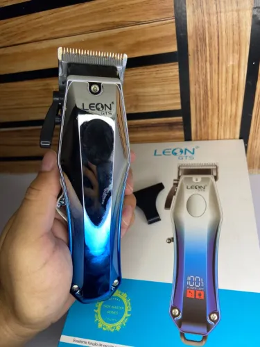 Máquina de Cortar Cabelo sem Fio Prata Azul Leon-1602 an4