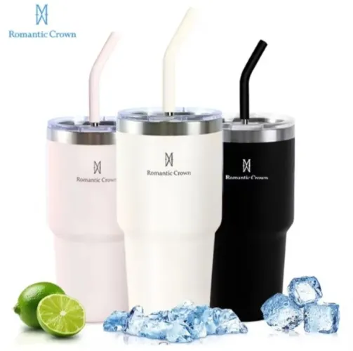 Copo Térmico Romantic Crown 600ml com Canudo - Academia e Exercícios