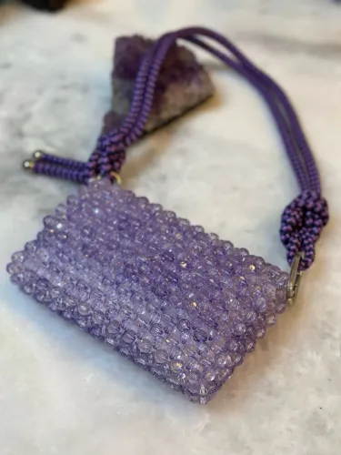 Bolsa Miçanga Cristal roxo