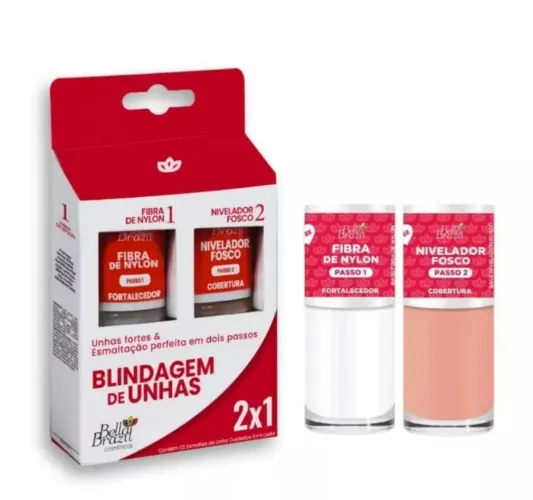Blindagem de unhas Bella Brazil kit 2 esmaltes + brinde