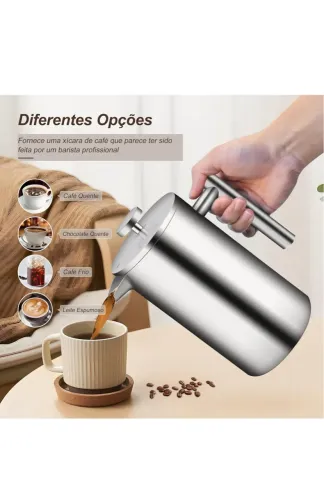 Cafeteira Prensa Francesa de Aço Inox - Prepare um Café Perfeito!