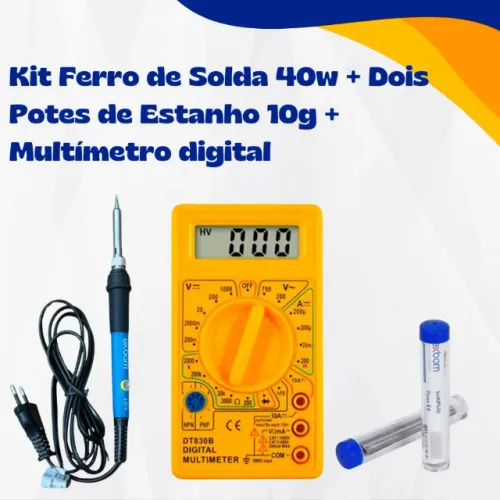 Kit Ferro de Solda 40w  +  Estanhos + Multímetro Digital Soldador Ferramenta 