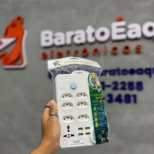 Extensão Colorful Series 7 Tomadas + 4 USB Bivolt - Cabo 2m
