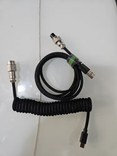 Cabo enrolado de teclado, porta USB tipo C