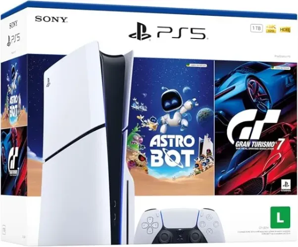 PlayStation 5 Slim (Edição com Disco) - Pacote com Astro Bot + Gran Turismo 7