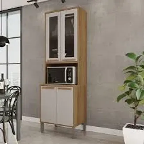Armário Cozinha Paneleiro Florida 4Pts Cinamomo.Off White Salleto - Entrega Rápida! 