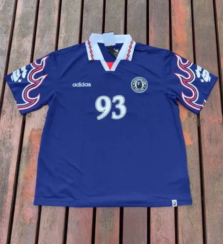 BAPE x adidas Camisa SSL Flame Japan Blue (P, M e G)