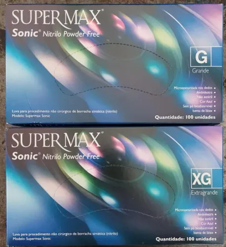 Luvas Supermax Nitrilo Sonic Caixa 100 Unidades