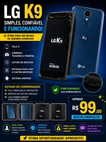 LG K9 - Funcionando | Ideal para uso básico