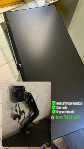 Monitor Ultrawide LG + Braço articulado