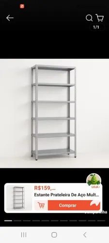 Prateleira em aço, ótimo estado, tenho cinza e preta