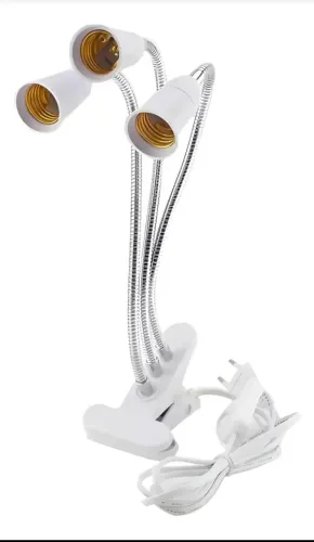 Clip de luz flexível de 3 cabeças E-27 com interruptor.
