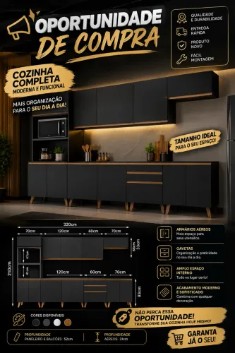 Armário de cozinha moderno e funcional