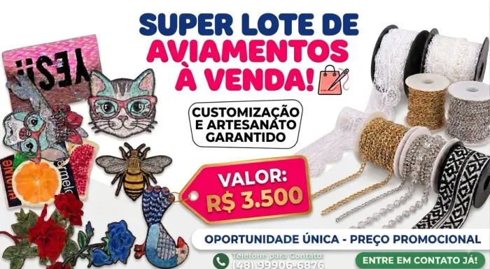 Título do Anúncio: Lote Fechado De Pedrarias E Rendas Para Costura E Customização