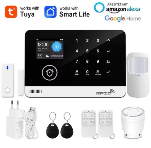 NOVO! Kit central alarme inteligente Tuya, wi-fi, sem fio, contra roubo