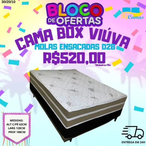 Temos Cama Box casal , viúva e solteirão com molas ensacada