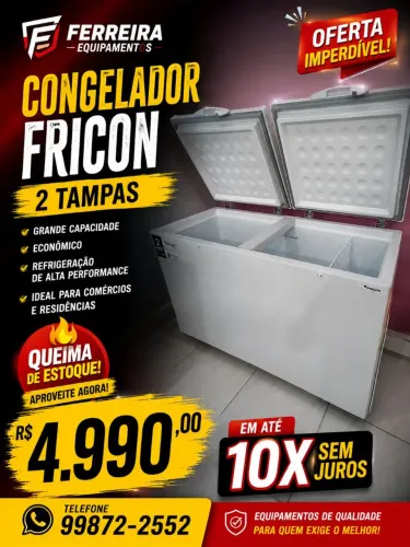 Freezer horizontal 503 litros porta dupla fricon