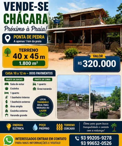 Chácara próximo a Praia Ponta de Pedra