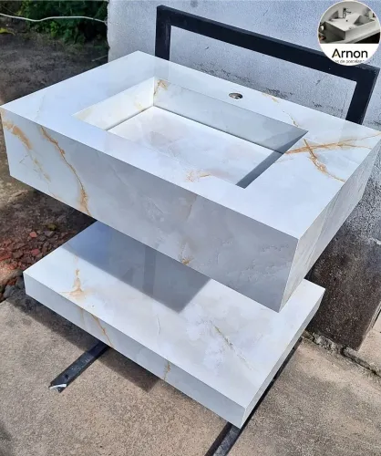 Pia para banheiro de porcelanato 60x41 com acabamento impecável