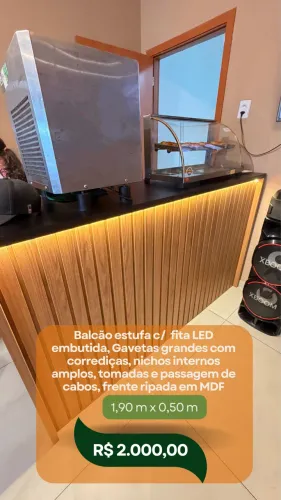 Balcão estufa c/ fita LED embutida