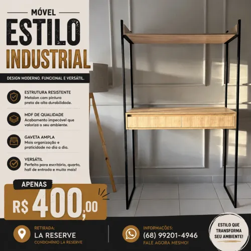 Estante multiuso estilo industrial