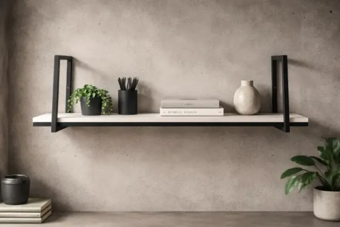 Prateleira industrial em ferro galvanizado e MDF branco - 1 andar
