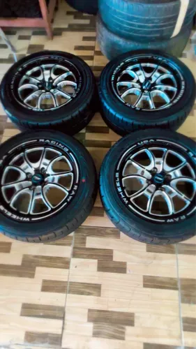 RODAS RAW ARO 15 PNEUS DULOP 195/50/15(RODAS PNEUS NOVOS)