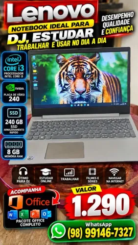 Lenovo i3 SSD 240 ótimo pra DJ e estudar 