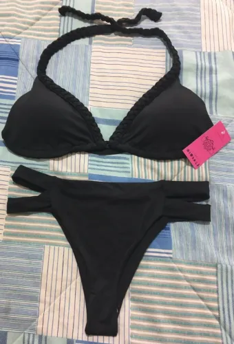 Biquíni Cintura Alta Calica Hot Pants Cortininha Trançado Tamanho Único (42 ao 46) - NOVO