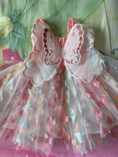 Vestido tule borboleta princesa luxo infantil