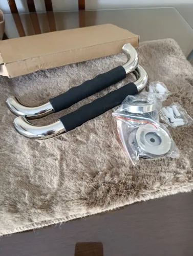 Kit barras de suporte para banheiros inox e pegador emborrachado 30cm...