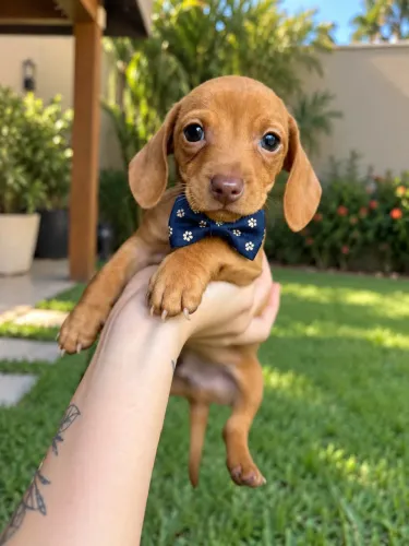Dachshund teckel mini olhos verdes. 